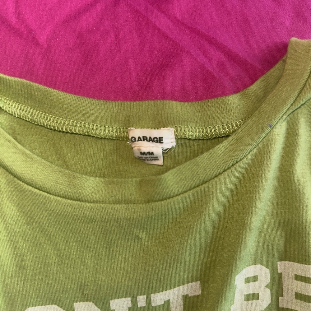 Garage “Don’t Be Jealous” Cropped Tee with White Print - Picture 3 of 3